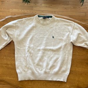 Nautica vintage 1990s cream grid sweater Men’s Latge
